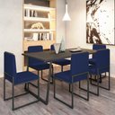 Ver imagem 2 de Conjunto Duas Cadeiras Sala Jantar Barcelona Base Preta:azul Marinho
