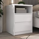Ver imagem 1 de Mesa de Cabeceira 2 Gavetas 1 Nicho 100% MDF Gales Branco