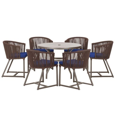 Mesa e 6 Cadeiras Jantar Noronha Marrom E10 Trama Original Marrom
