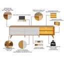 Ver imagem 3 de Rack para Sala de Estar TV 75 pol com LED Pés Retrô 216cm Salerno C04 Naturale Off White Matte -