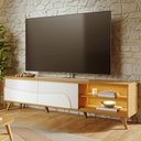 Ver imagem 1 de Rack para Sala de Estar TV 75 pol com LED Pés Retrô 216cm Salerno C04 Naturale Off White Matte -