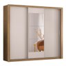 Guarda Roupas Casal 3 portas de Correr Com Espelho 2 Gavetas Viena Amêndoa / Off White Demóbile - 1