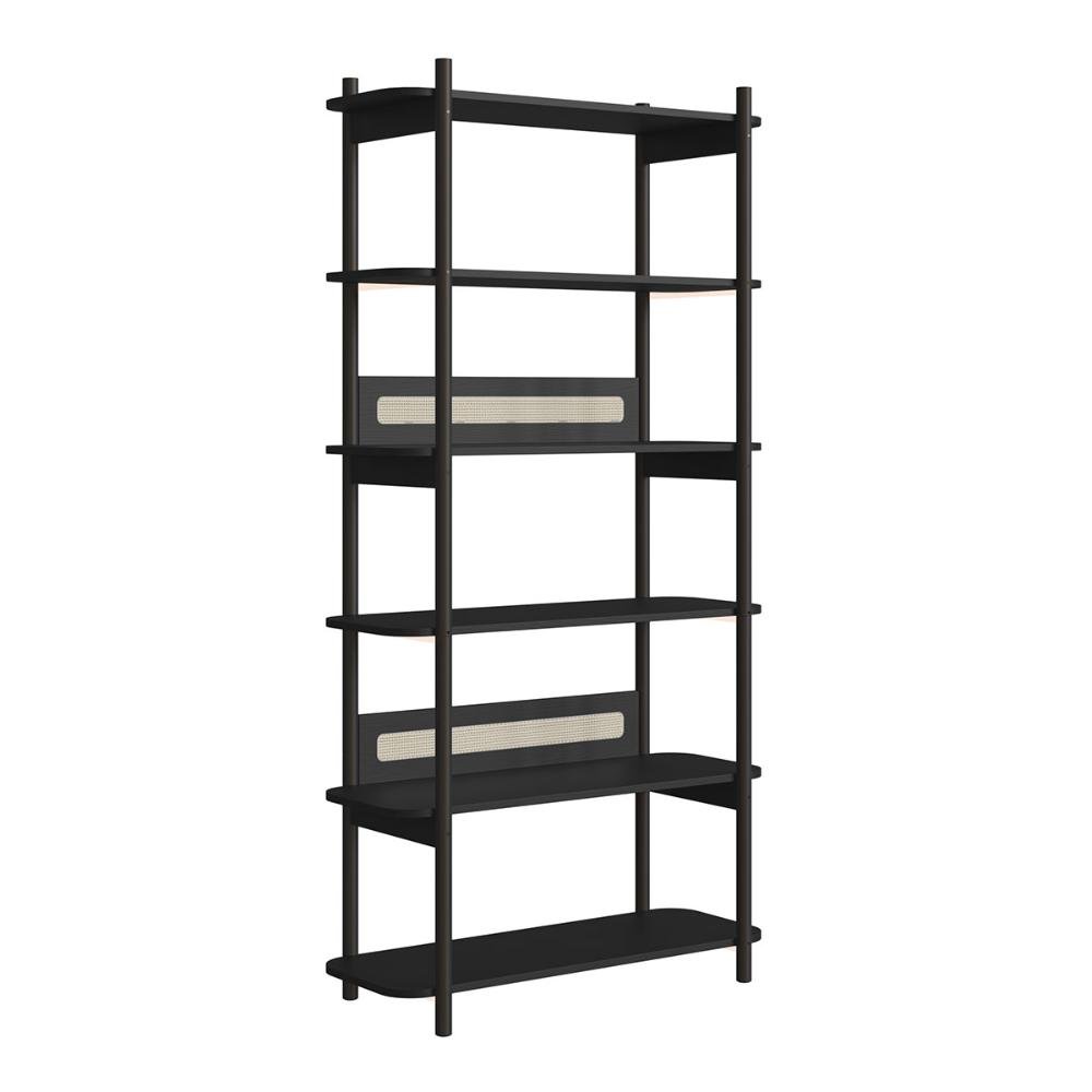 Estante Multiuso Oslo 180 Cm com 6 Prateleiras Pé de Madeira Cor:hanover com Preto - 4