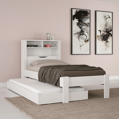 Cama Solteiro Invicta Bicama C/ Nicho Bau e Cama Auxiliar - Santos Andirá - Branco