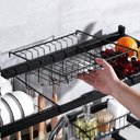 Ver imagem 7 de Escorredor Louca Suspenso Pia Cozinha Multiuso Organizador Suporte Pratos Talheres Copos Utensilios