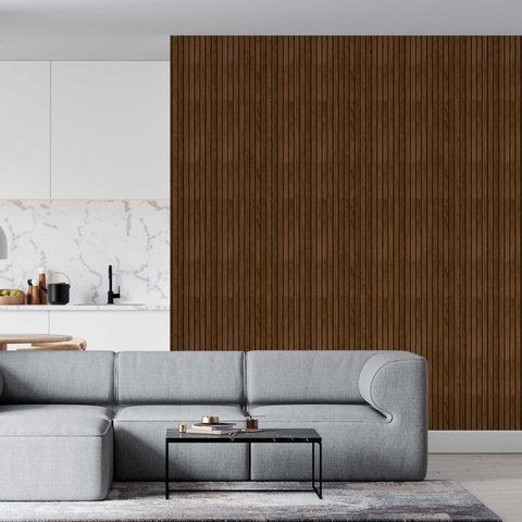 Papel de Parede Madeira Ripada Dark Ripa Fina - 3,3m