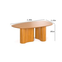 Mesa de Jantar Estilo Orgânico Laminado Cinamomo Ideal para 6 Lugares Confortável - 6