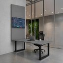 Ver imagem 1 de Mesa Reunião Industrial 180cm 100% MDF com Caixa de Tomadas e Painel TV F5 Office Cor:Cinza Sagrado