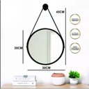 Ver imagem 4 de Espelho Redondo Decorativo Suspenso Alça 30cm Varias Cores