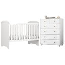 Ver imagem 1 de Berço Americano Mini Cama Mel com Cômoda Vittoria 6 Gavetas Branco - Móveis Albatroz