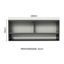 Ver imagem 3 de Armário de Cozinha Aéreo 120cm 2 Portas Correr Vidro Pontilhado 1 Nicho Preto Reims Madesa