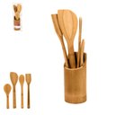 Ver imagem 2 de Jogo de Talheres em Bambu 4 Peças e Suporte Colher Madeira