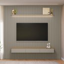Ver imagem 5 de Painel Ripado Modular 297cm Ozero Prateleira MDP/MDF Nicho Arredondado Gris/Tauari Fosco G77 - Gran 