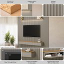Ver imagem 3 de Painel Ripado Modular 297cm Ozero Prateleira MDP/MDF Nicho Arredondado Gris/Tauari Fosco G77 - Gran 
