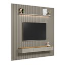 Ver imagem 2 de Painel Ripado Modular 297cm Ozero Prateleira MDP/MDF Nicho Arredondado Gris/Tauari Fosco G77 - Gran 