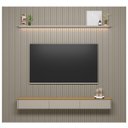 Ver imagem 6 de Painel Ripado Modular 297cm Ozero Prateleira MDP/MDF Nicho Arredondado Gris/Tauari Fosco G77 - Gran 