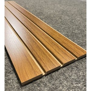 Kit 5 Placas Madeira Painel Ripado Freijó em Mdf Autocolante 15x53 Cm