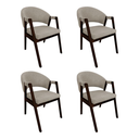 Ver imagem 1 de Kit 4 Cadeiras de Jantar Helen Estofadas Base em Madeira Maciça Castanho Assento Branco