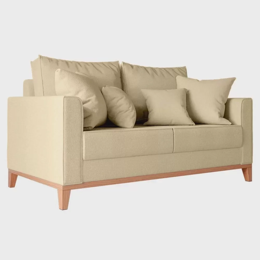 Ver imagem 2 de Sofá Beny 2 Lugares 140cm Base de Madeira Linho