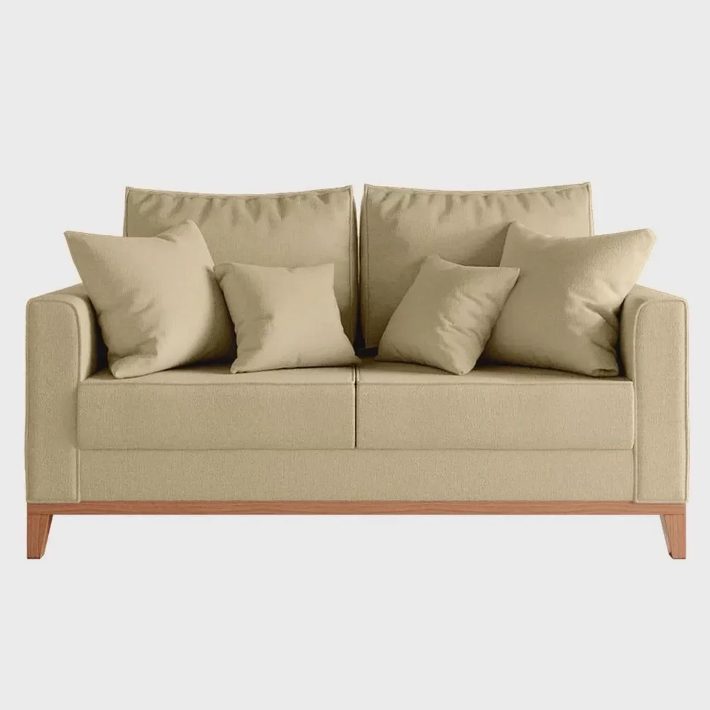 Sofá Beny 2 Lugares 140cm Base de Madeira Linho