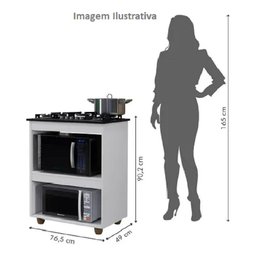 Balcão para Cooktop Turim Kaiki Móveis Armario Espaço Forno Microondas Recorte 4 Bocas - 3