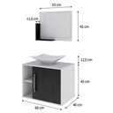 Ver imagem 3 de Armário de Banheiro com Cuba e Espelho 1 Porta 2 Prateleiras Branco Chess/Preto ônix 13689 - Compace