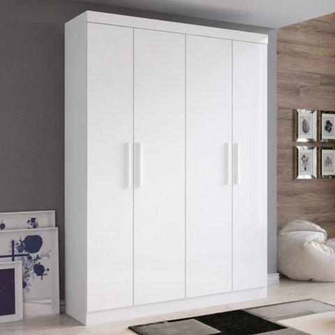Guarda Roupa Casal 4 Portas 2 Gavetas Supreme Branco
