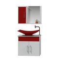 Ver imagem 2 de Conjunto Gabinete para Banheiro com Cuba e Espelheira Bali Branco/Vinho
