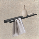 Ver imagem 2 de Prateleira Suporte para Banheiro Preto Fosco Grega Aço Inox 70cm