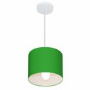 Ver imagem 1 de Lustre Pendente Cilíndrico Md-4046 Cúpula em Tecido 18x18cm Verde Folha - Bivolt