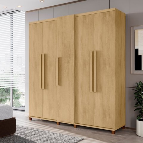 Guarda-Roupa Casal 5 Portas 3 Gavetas Internas 2 Maleiros e Sapateira Munique Marrom/Cinamomo