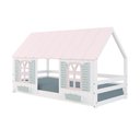 Ver imagem 2 de Cama Montessoriano Casinha Bela - Madeira Maciça Branco/Rosa/Verde | Housin