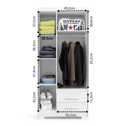 Guarda Roupa Casal 3 Portas 2 Gavetas Primacy   - 4