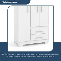 Guarda Roupa Casal 3 Portas 2 Gavetas Primacy   - 8
