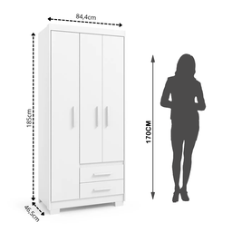 Guarda Roupa Casal 3 Portas 2 Gavetas Primacy   - 3