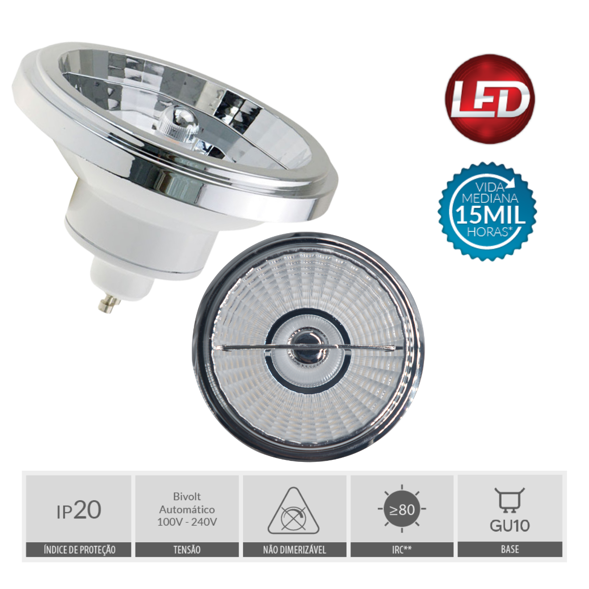 Lampada Ar111 Pix 24graus Gu10 4000k 12w - 5