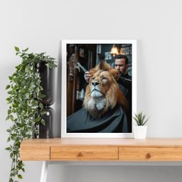 Quadro Decorativo Barbearia - Leão 45x34cm:moldura Branca - 2