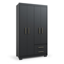 Ver imagem 2 de Guarda Roupa Casal 4 Portas 2 Gavetas Primacy Preto/Black
