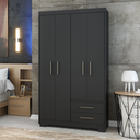 Ver imagem 1 de Guarda Roupa Casal 4 Portas 2 Gavetas Primacy Preto/Black