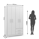 Ver imagem 3 de Guarda Roupa Casal 4 Portas 2 Gavetas Primacy Branco