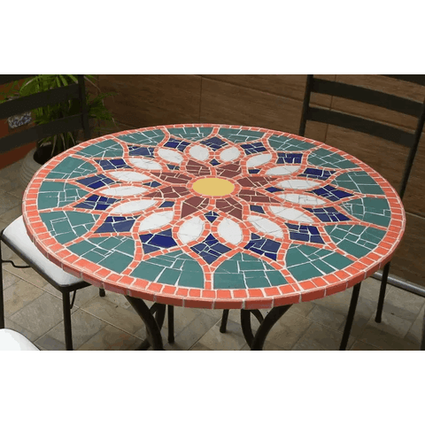Mesa em Mosaico Vitral Árabe em Cerâmica - Somente o Tampo 70cm