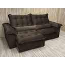 Ver imagem 3 de Sofá Retrátil Reclinável 1,80 m Marrom 320 Florença Plus