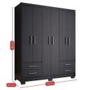 Ver imagem 3 de Guarda Roupa Casal 6 Portas 4 Gavetas Primacy Preto/Black