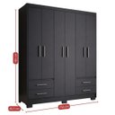 Ver imagem 3 de Guarda Roupa Casal 6 Portas 4 Gavetas Primacy Preto/Black