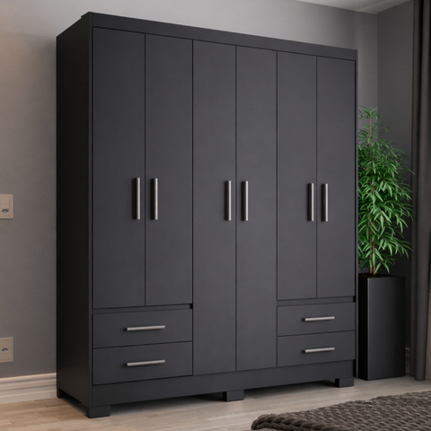 Guarda Roupa Casal 6 Portas 4 Gavetas Primacy