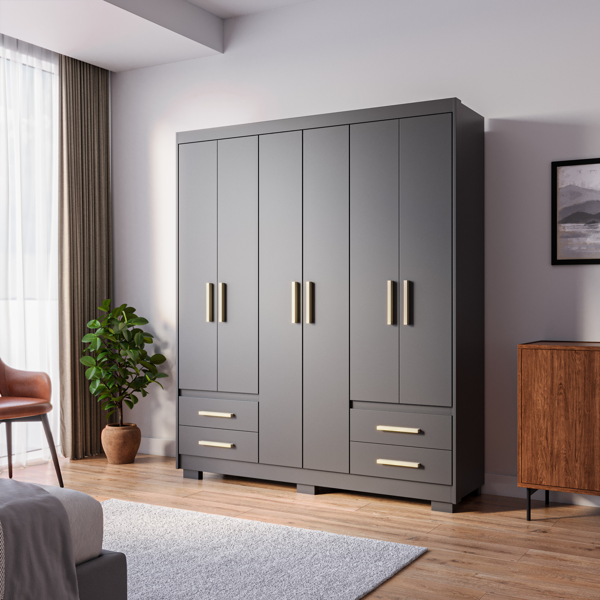 Guarda Roupa Casal 6 Portas 4 Gavetas Primacy   - 1