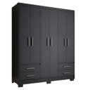 Ver imagem 2 de Guarda Roupa Casal 6 Portas 4 Gavetas Primacy Preto/Black