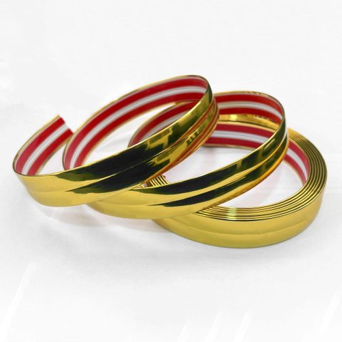 Perfil Metalizada Autocolante Pvc Acabamento Dourado 15mm X 5m