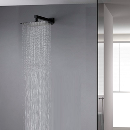 Kit 02 Ducha Quadrada em Inox Preta 20x20 Braço 38 Cm Parede - 7