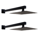 Ver imagem 1 de Kit 02 Ducha Quadrada em Inox Preta 20x20 Braço 38 Cm Parede